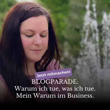 Blog Blogparade: Warum-im-Business. Frau vor Springbrunnen.