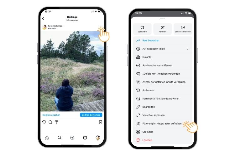 Instagram Beitrag anpinnen Screenshots Anleitung 2