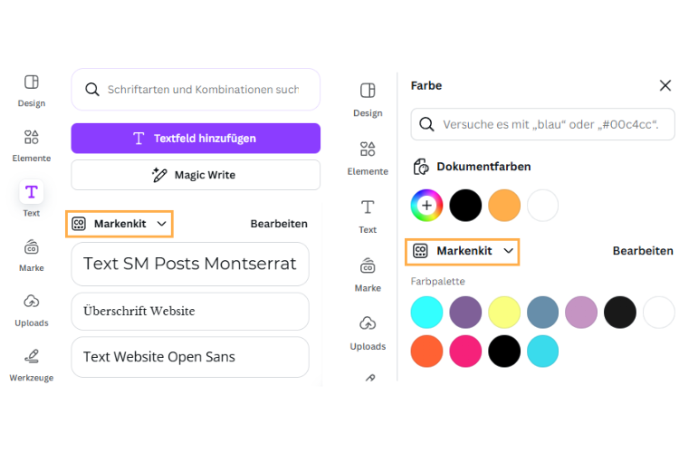 Screenshot Markenunterlagen Canva